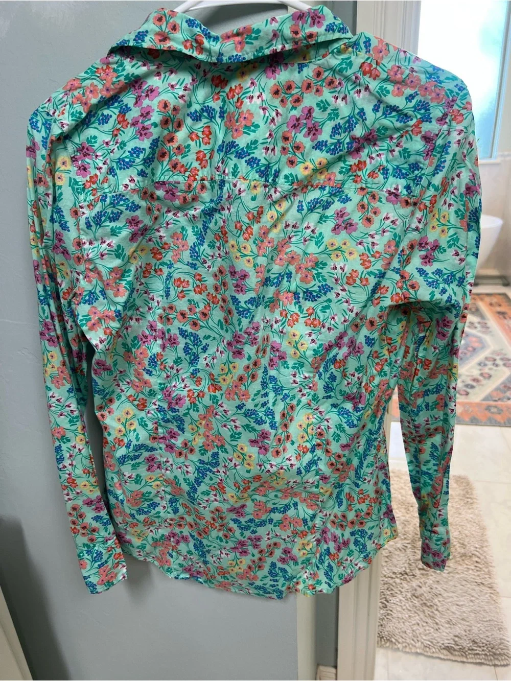 J.Crew Mint Floral Button-Front Blouse